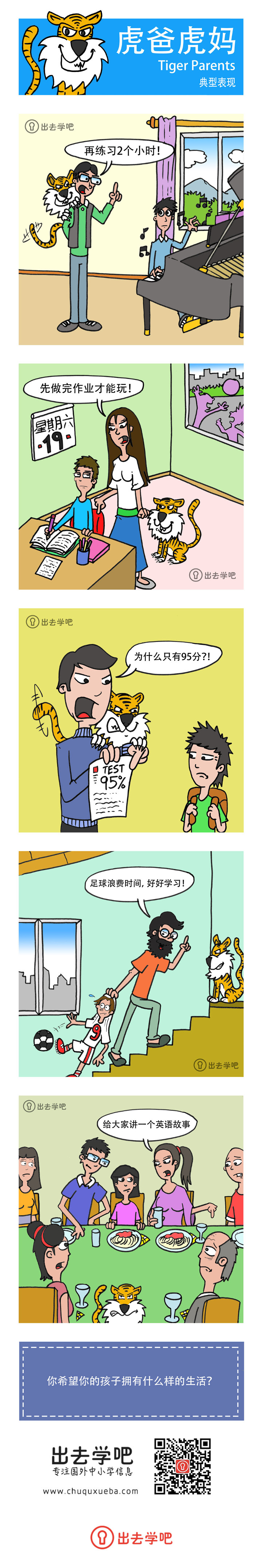虎爸虎妈 (Tiger Parents) 典型表现的漫画