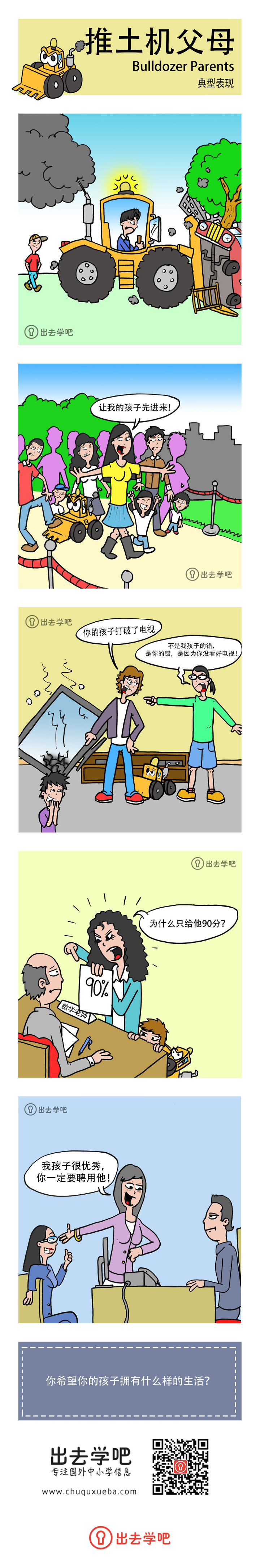 推土机父母 (Bulldozer Parents) 典型表现的漫画